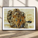Blue-Eyed Leopard Canvas Wall Art - Framed Animal Print
