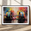 Weightlifting Barbell Art Triptych, Bold Abstract Fitness