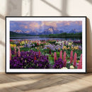 Vibrant Wildflower Garden and Mountain View Giclee Canvas