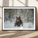 Grizzly Bear Wall Art – Framed Snowy Forest Canvas Artwork, by MyGreatCanvas | Canvas Wall Art Prints | Photo Prints & Wall Decor