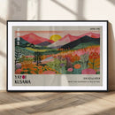 Yayoi Kusama Landscape Canvas Print, Vibrant Floral Mountain Art Print, Framed Botanical Wall Art -