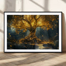 Golden Tree of Life Canvas Wall Art Print - Majestic Glowing