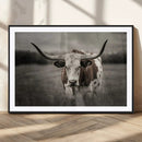 Texas Longhorn Cow Canvas Wall Art Print - Large Rustic