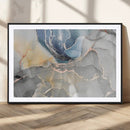 Large Abstract Blue and Gold Canvas Wall Art | Fluid Ink