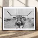 Highland Cow Wall Art Canvas Print – Black and White Western