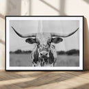 Highland Cow Wall Art Canvas Print – Black and White Western
