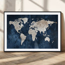Vintage World Map Canvas Wall Art - Framed Map Print for
