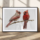 Cardinal Canvas Wall Art - Male and Female Cardinal Print -