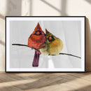 Cardinal Bird Canvas Wall Art - Male and Female Cardinal