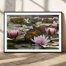 Lotus Flower Wall Art Canvas Print, Water Lily Large Wall