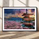 Mount Fuji Cherry Blossom Wall Art Canvas Print – Framed