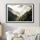 Misty Valley Wall Art Canvas Print – Foggy Forest Pine Trees