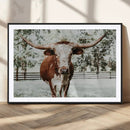 Texas Longhorn Wall Art Canvas Print – Framed Spotted Bull