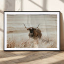 Texas Longhorn Wall Art Canvas Print – Framed Brown Horned