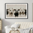 Longhorn Cattle Wall Art Canvas Print – Framed Bison Herd