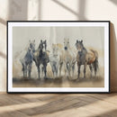 Wild Horses Wall Art Canvas Print, Framed Running Horses Art