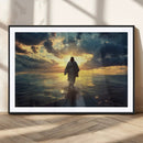 Jesus Walks Wall Art Canvas Print Framed Divine Sunset Art