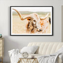 Texas Longhorn Wall Art Canvas Print – Framed Speckled Cow