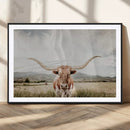 Texas Longhorn Wall Art Canvas Print – Framed Western Cow