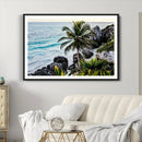 Tropical Coastline Wall Art Canvas Print – Framed Palm Tree