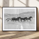 Wild Horses Running Wall Art Canvas Print, Framed Black by MyGreatCanvas | Canvas Wall Art Prints | Photo Prints & Wall Decor