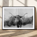 Western Longhorn Wall Art Canvas Print – Framed Rustic Cow by MyGreatCanvas | Canvas Wall Art Prints | Photo Prints & Wall Decor