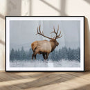 Elk Wall Art Canvas Print – Framed Snowy Forest Scene Art by MyGreatCanvas | Canvas Wall Art Prints | Photo Prints & Wall Decor