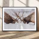 Elk Wall Art Canvas Print – Framed Wildlife Strength Snowy by MyGreatCanvas | Canvas Wall Art Prints | Photo Prints & Wall Decor