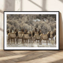 Elk Herd Scene Wall Art Canvas Print – Framed Rustic by MyGreatCanvas | Canvas Wall Art Prints | Photo Prints & Wall Decor