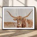 Longhorn Bull Wall Art Canvas Print – Framed Western Cow