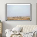 Foggy Plains Wall Art Canvas Print – Framed Horseback Riders