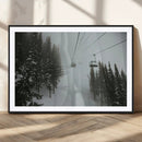 Ski Lift Wall Art Canvas Print – Snowy Pines Misty Landscape