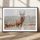 Rustic Nature Wall Art Canvas Print – Stag Woodland Framed