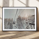 Frosty Pines Wall Art Canvas Print – Framed Cozy Cabin Ski