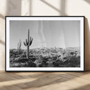 Saguaro Cactus Wall Art Canvas Print – Framed Monochrome