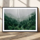 Misty Green Forest Canvas Print – Framed Serene Foggy Pine