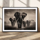 Elephant Family Wall Art Canvas Print, Framed Elephant Wall