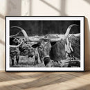 Black & White Longhorn Cattle Wall Art Canvas Print, Rustic by MyGreatCanvas | Canvas Wall Art Prints | Photo Prints & Wall Decor