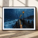 Dark Stormy Pier Wall Art Canvas Print, Moody Ocean Night by MyGreatCanvas | Canvas Wall Art Prints | Photo Prints & Wall Decor