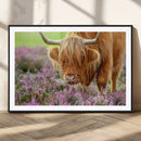 Highland Cow Wall Art Canvas Print – Framed Purple Flowers by MyGreatCanvas | Canvas Wall Art Prints | Photo Prints & Wall Decor