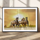 Wild Horses Wall Art Canvas Print – Framed Galloping Herd