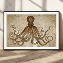 Sepia Octopus Wall Art Abstract Animal Canvas Print