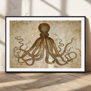Sepia Octopus Wall Art Abstract Animal Canvas Print