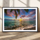 Framed Tropical Sunset Art Canvas Print