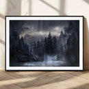 Night Landscape and Trees Wall Art Canvas Print