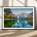Spectacular autumn view of Braies Lake Wall Art Canvas Print by MyGreatCanvas | Canvas Wall Art Prints | Photo Prints & Wall Decor