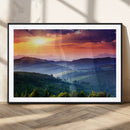 Sunset over Mountain Canvas Print, Forest Canvas Wall Art –