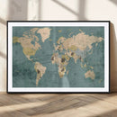 Classic World Map Canvas Print – Framed Vintage Map Wall