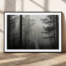 Misty Forest Wall Art Premium Canvas Print a Foggy and