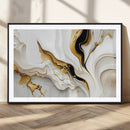 Gold Waves on Pure White Canvas – Gold Abstract Art for